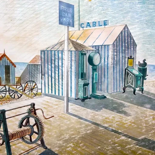 Eric Ravilious 'Bathing Machines, Aldeburgh' Greetings Card.