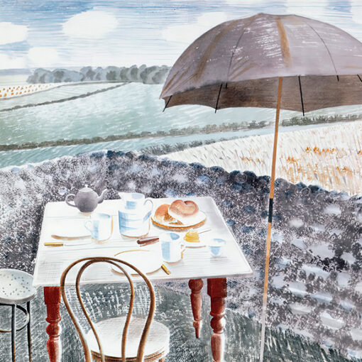 ‘Tea at Furlongs’, Eric Ravilious, watercolour, 1939.
