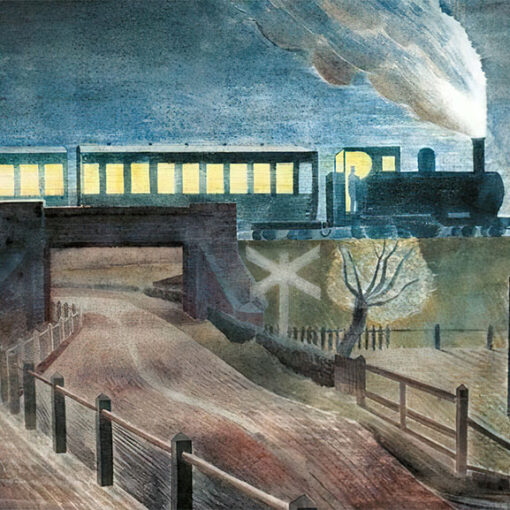 Eric Ravilious ‘Train Going over a Bridge at Night’ Greetings Card.