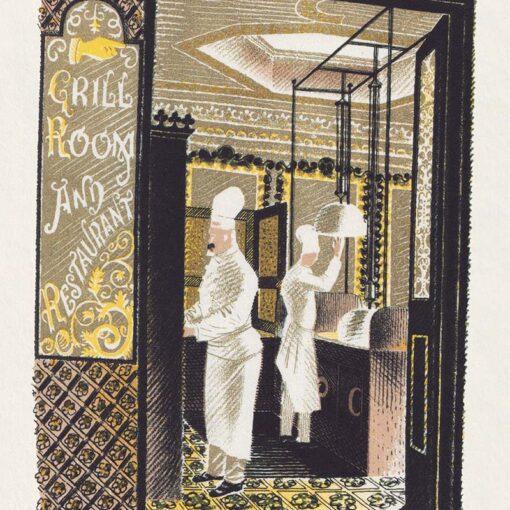 ‘Restaurant and Grill Room’, Eric Ravilious, colour lithograph, 1938.